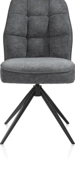 Bell, eetkamerstoel - zwart frame - draaibaar - pocket - combi Calabria/Vada - Antraciet