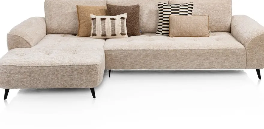 Belluno, hoekbank links - stof Derby - Beige
