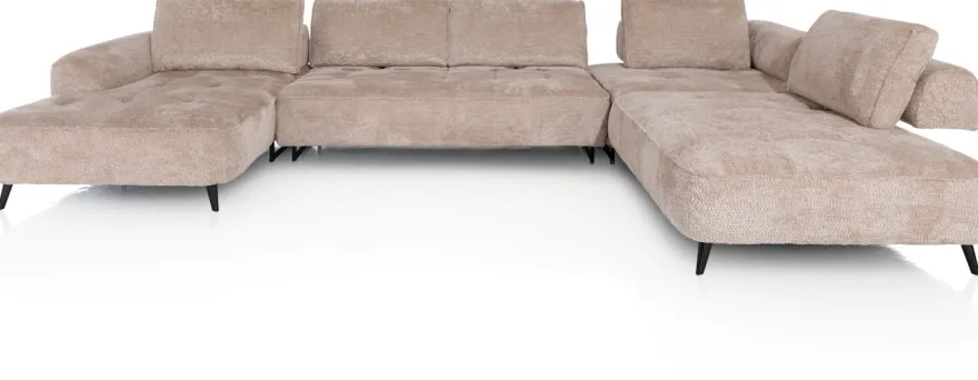 Belluno, U-bank rechts - stof Derby - Beige