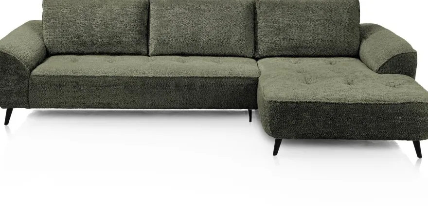 Belluno, 3-zits arm links + longchair rechts + flex - Groen