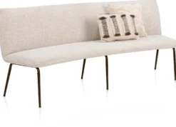 Bovina, eetkamerbankje 210 cm - stof Luton - frame steelbrown - Creme