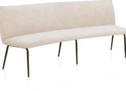 Bovina, eetkamerbankje 210 cm - stof Luton - frame steelbrown - Creme