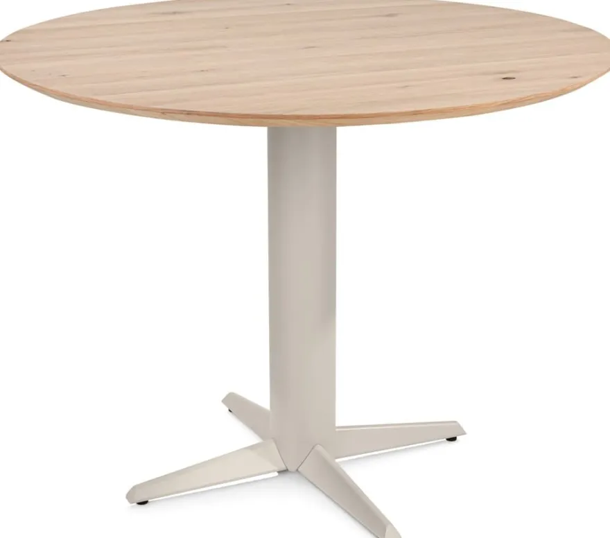 Caletta, bartafel rond 120 cm. - eiken blad - centrale teenpoot crème - Natural