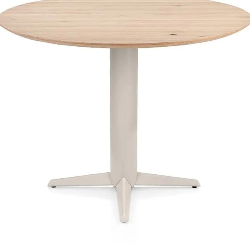 Caletta, bartafel rond 120 cm. - eiken blad - centrale teenpoot crème - Natural