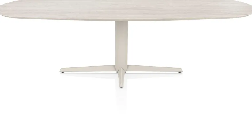 Caletta, eetkamertafel ovaal 270 x 110 cm. - HPL Primo Laminato blad - centrale teenpoot crème - Travertin