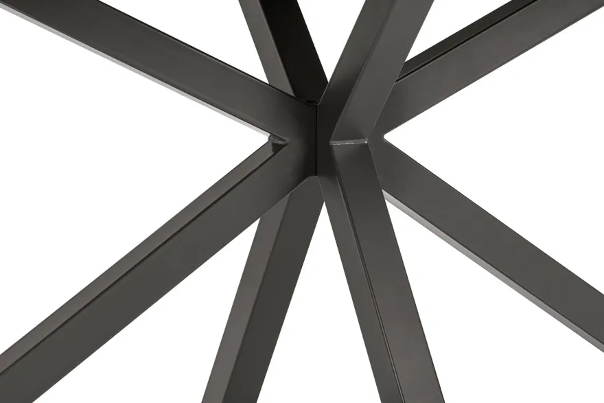 Caletta, eetkamertafel rond 150 cm. - eiken blad - centrale kruispoot grafiet - Basalt