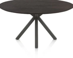 Caletta, eetkamertafel rond 150 cm. - eiken blad - centrale kruispoot grafiet - Basalt