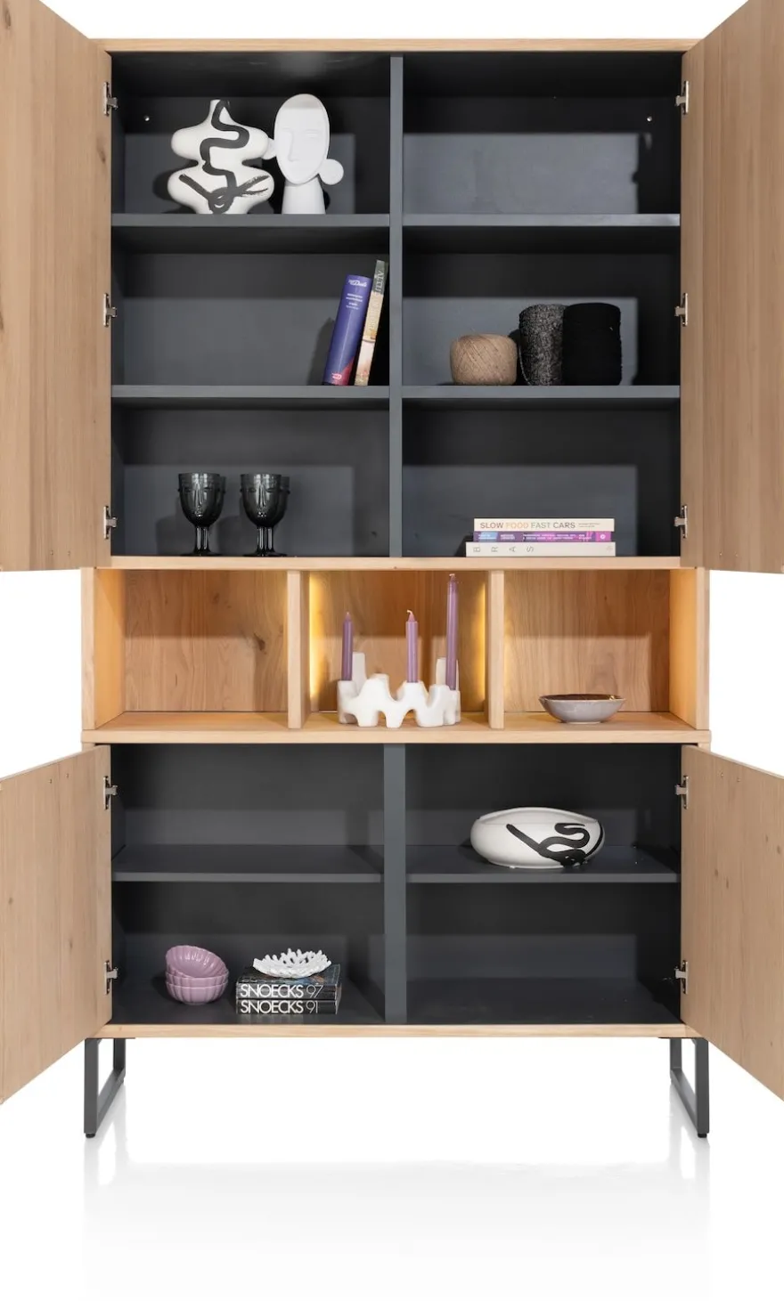 Castello, bergkast 123 cm - 4-deuren + 3-niches (+ LED)