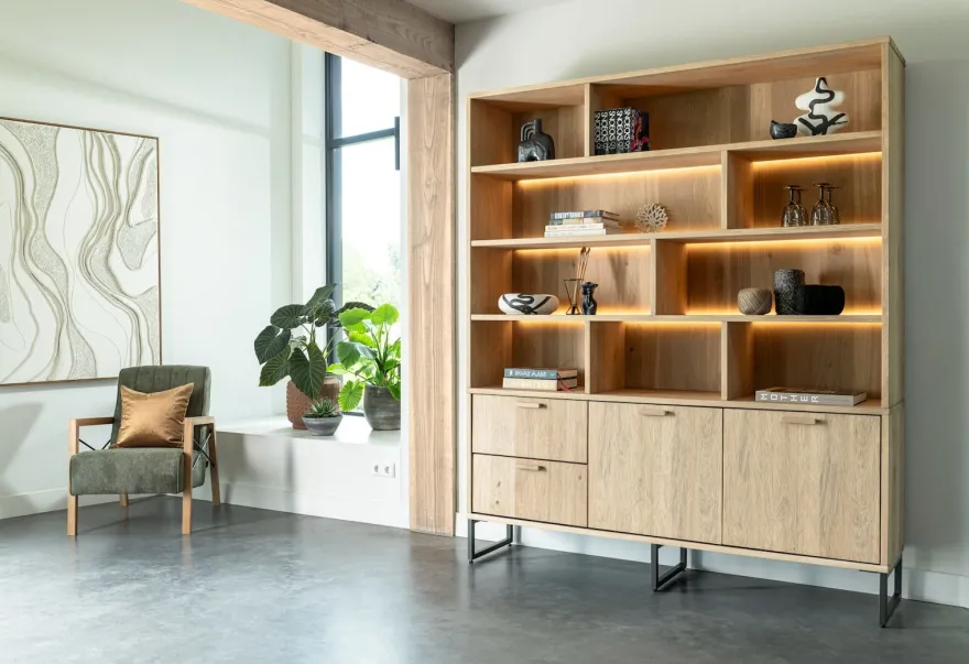 Castello, buffet 181 cm - 2-deuren + 2-laden + 9-niches (+ LED)