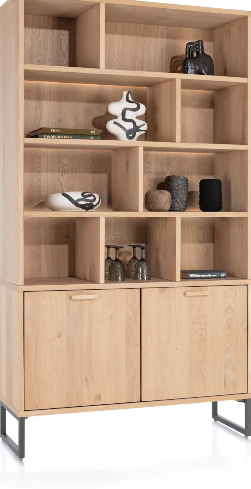 Castello, buffet 123 cm - 2-deuren + 9-niches (+ LED)