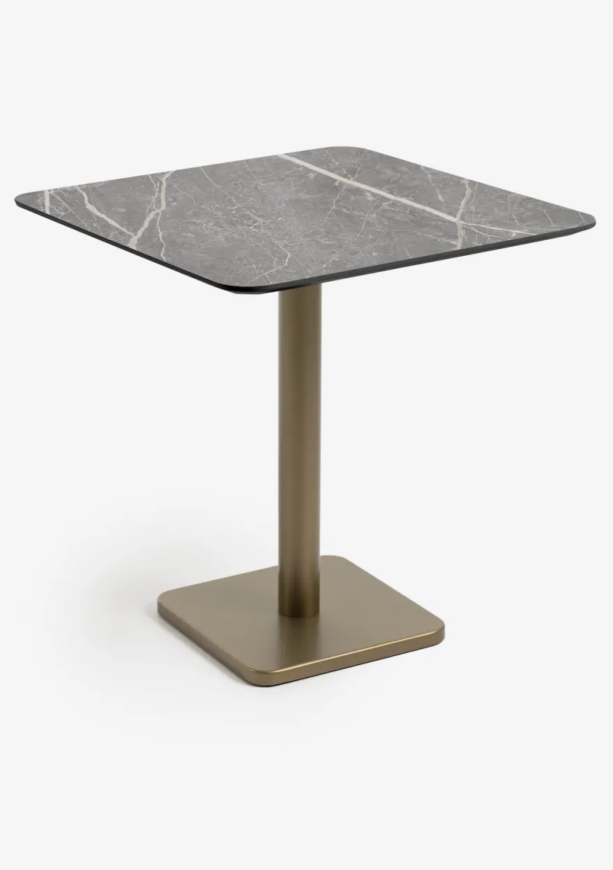 COCOmaison, Brest bistrotafel marble light grey 75x75cm - zwart