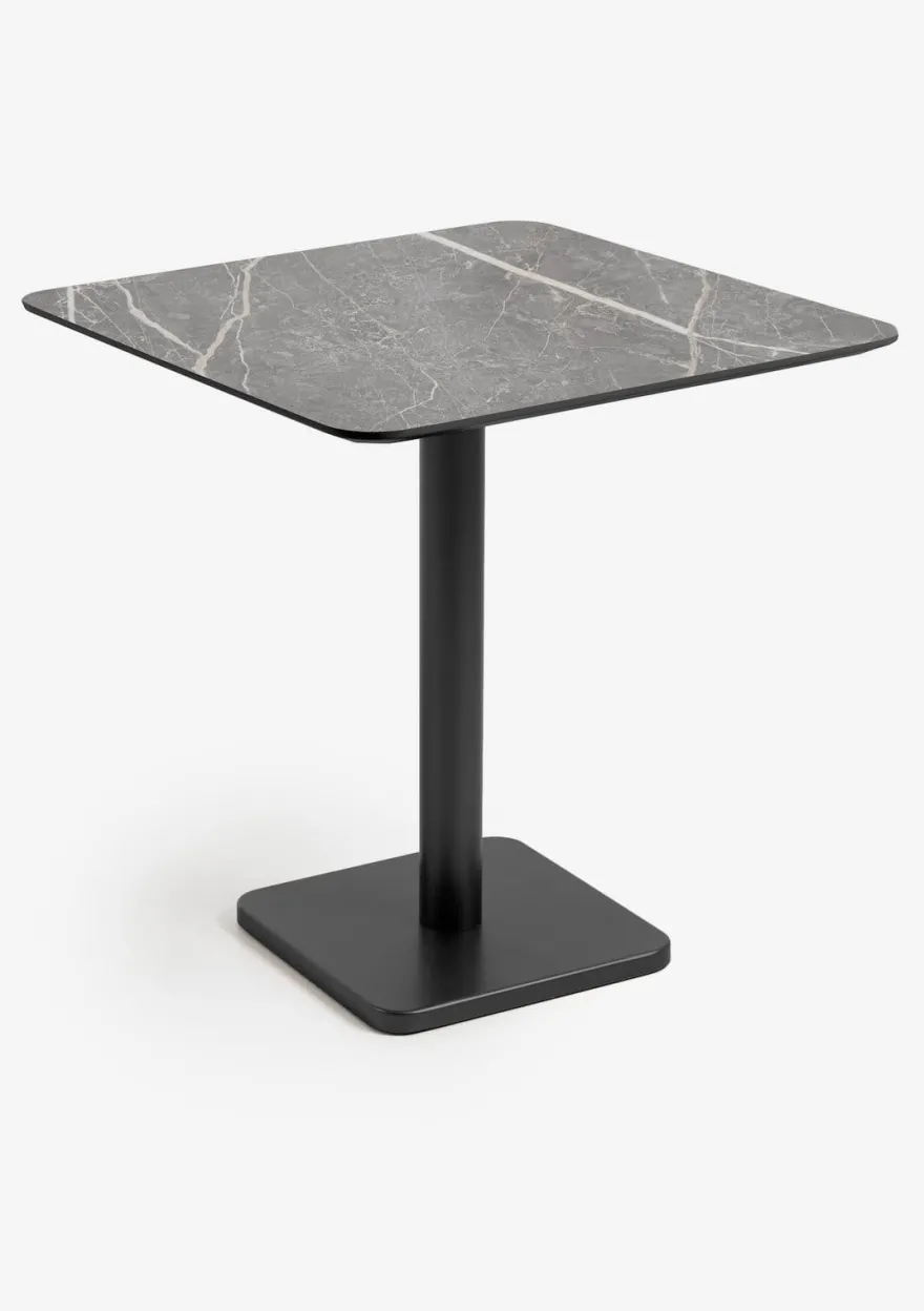 COCOmaison, Brest bistrotafel marble light grey 75x75cm - zwart