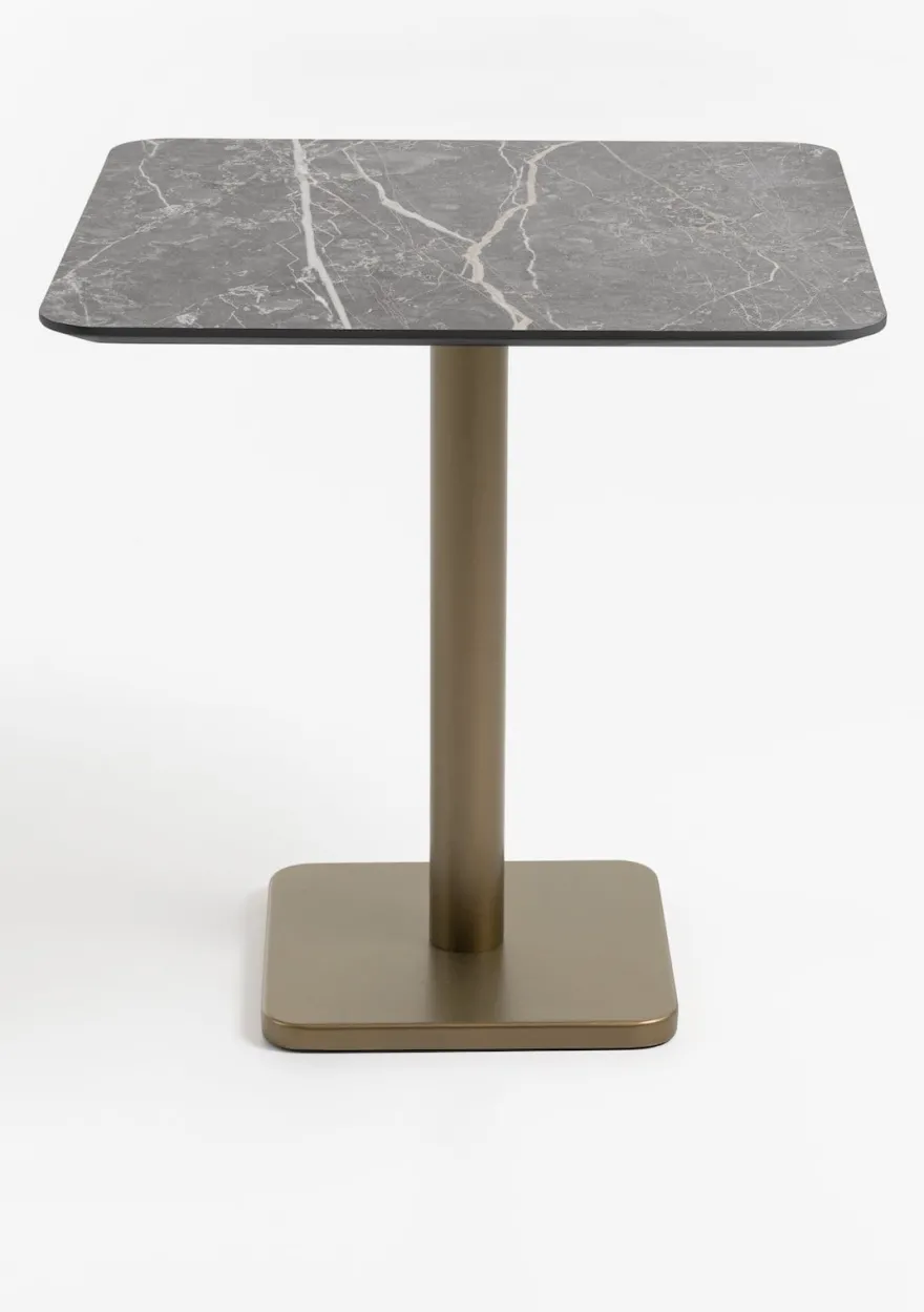COCOmaison, Brest bistrotafel marble light grey 75x75cm - zwart