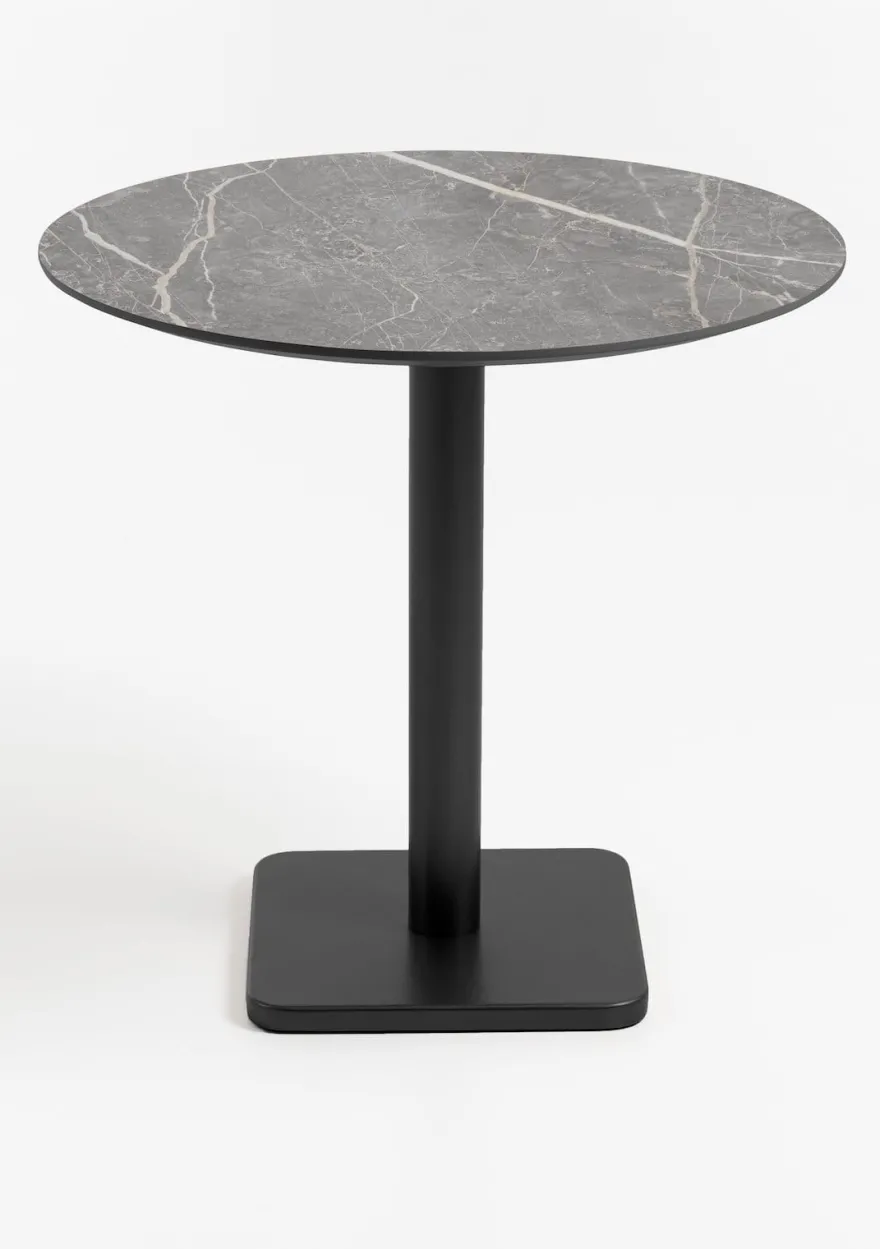 COCOmaison, Brest bistrotafel marble light grey D80cm - zwart