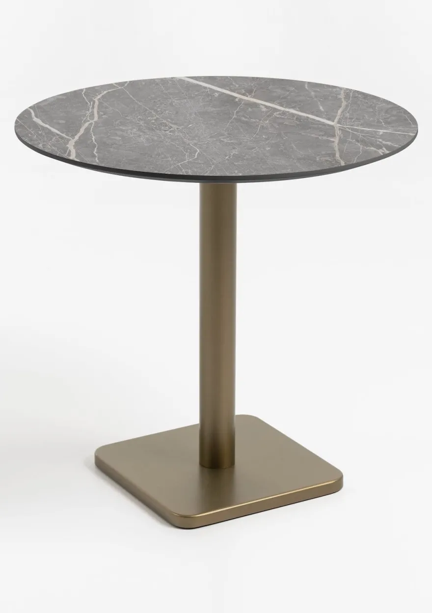 COCOmaison, Brest bistrotafel marble light grey D80cm - zwart