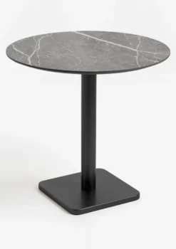 COCOmaison, Brest bistrotafel marble light grey D80cm - zwart