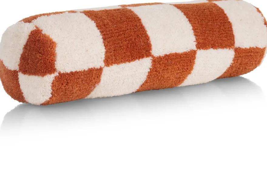 COCOmaison, Check bolster kussen 15x50cm - Koper