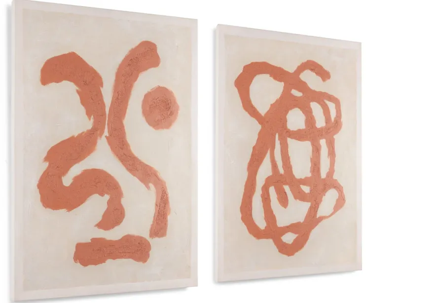 COCOmaison, Organic Abstract set van 2 schilderijen 70x100cm - Oranje