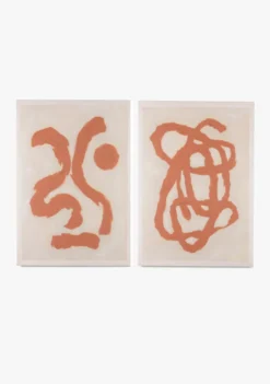 COCOmaison, Organic Abstract set van 2 schilderijen 70x100cm - Oranje