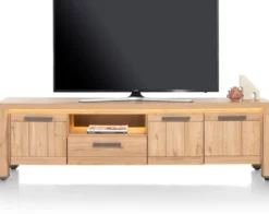 Delmonte, lowboard 200 cm - 3-deuren + 1-lade + 1-niche (LED + dimmer)