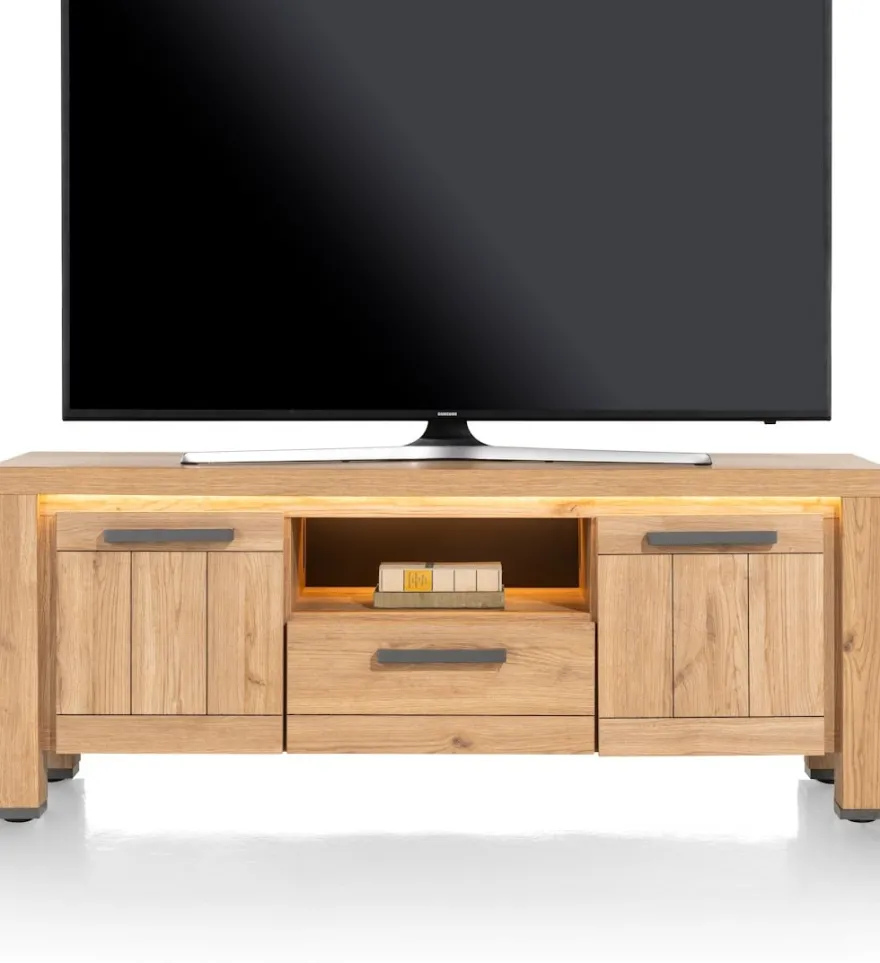Delmonte, lowboard 140 cm - 2-deuren + 1-lade + 1-niche (LED + dimmer)