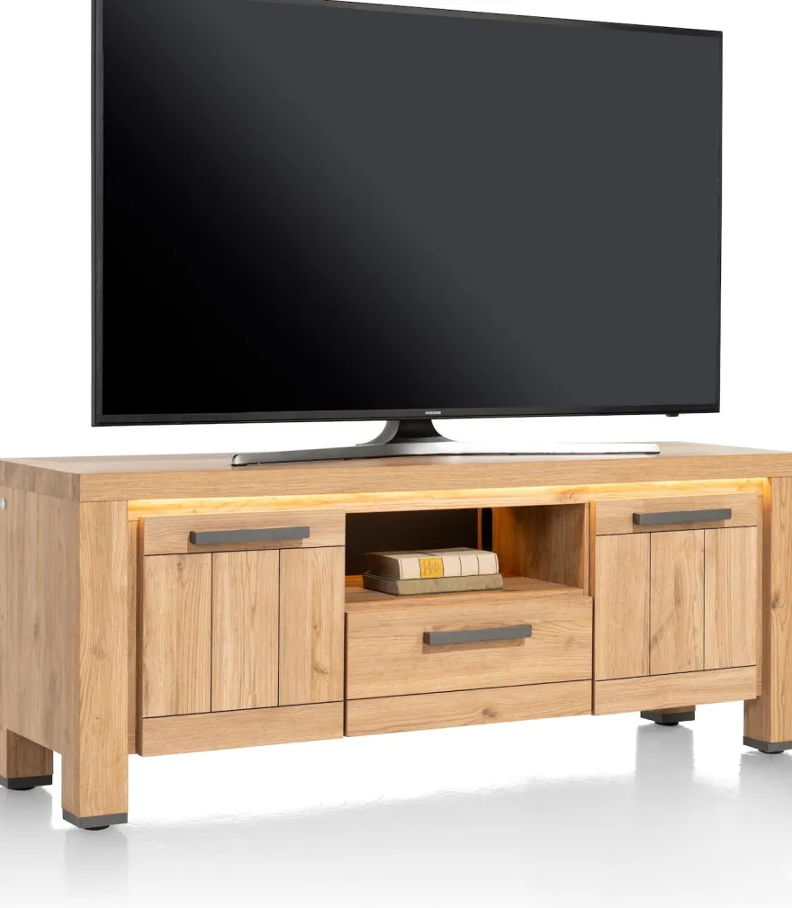 Delmonte, lowboard 140 cm - 2-deuren + 1-lade + 1-niche (LED + dimmer)
