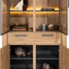 Delmonte, vitrine 110 cm - 2-glasdeuren + 2-deuren + 1-lade (+ LED)