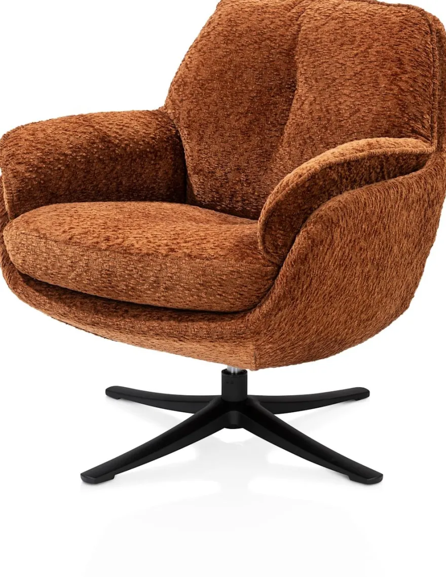Densa, draaifauteuil - stof Valencia - Koraal