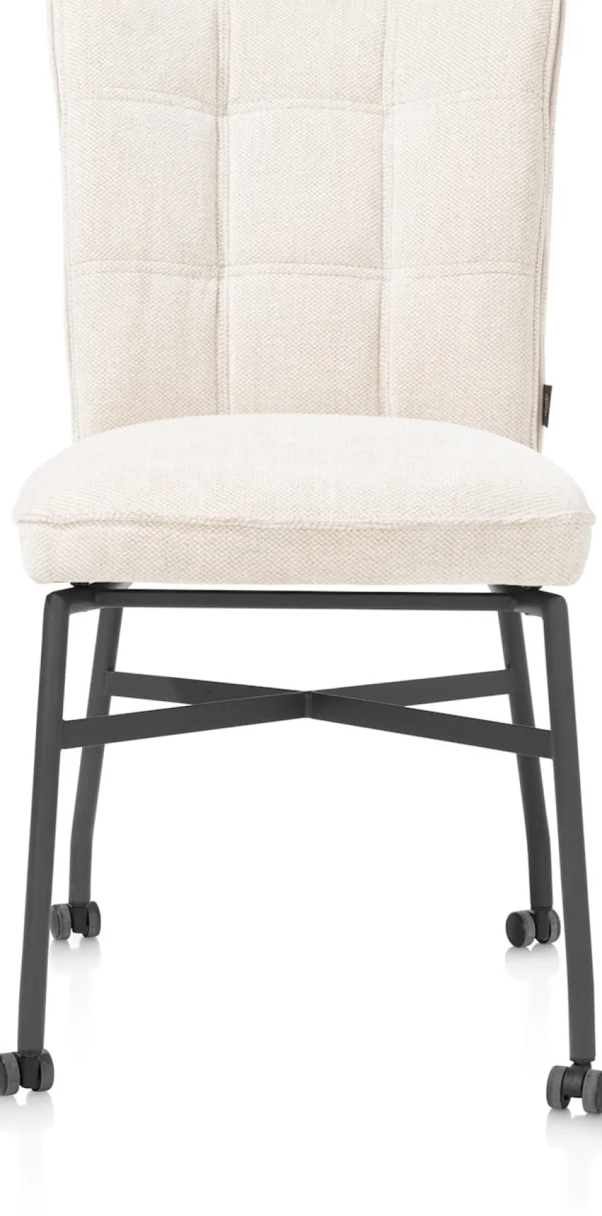 Eden, eetkamerstoel - metalen frame wielen - pocket - greep Livigno crème + accent in Calabria crème