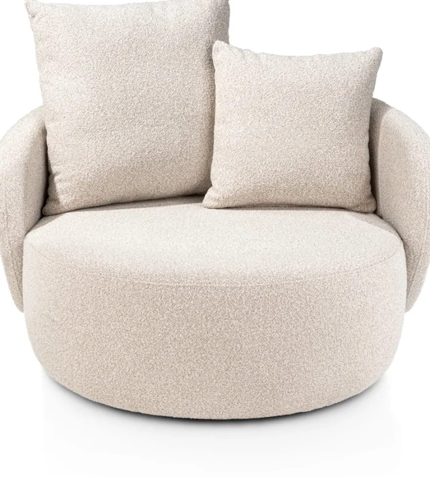 Elise, draaifauteuil met poef - stof Cloudy