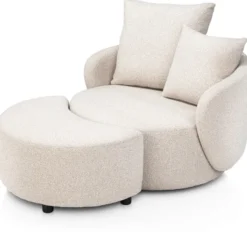 Elise, draaifauteuil met poef - stof Cloudy