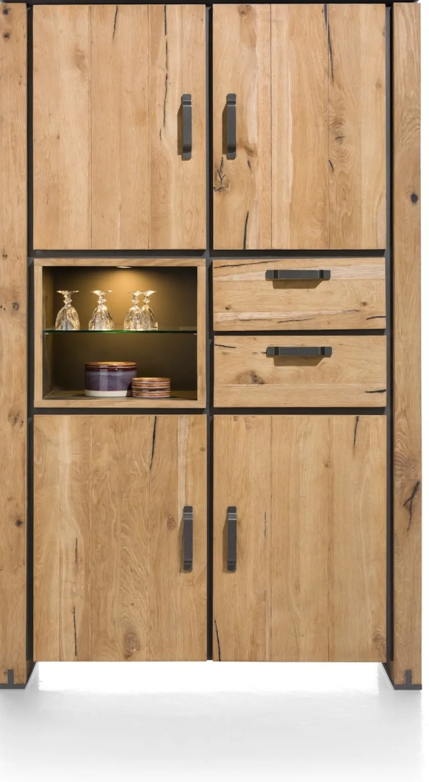 Farmland, bergkast 120 cm - 4-deuren + 2-laden + 2-niches (+ LED)