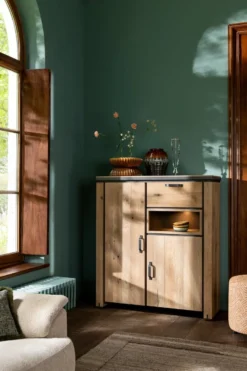 Farmland, highboard 125 cm - 2-deuren + 1-lade + 1-niche (+ LED)