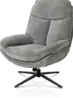 Florence, relaxfauteuil met poef - stof Enzo - grijs