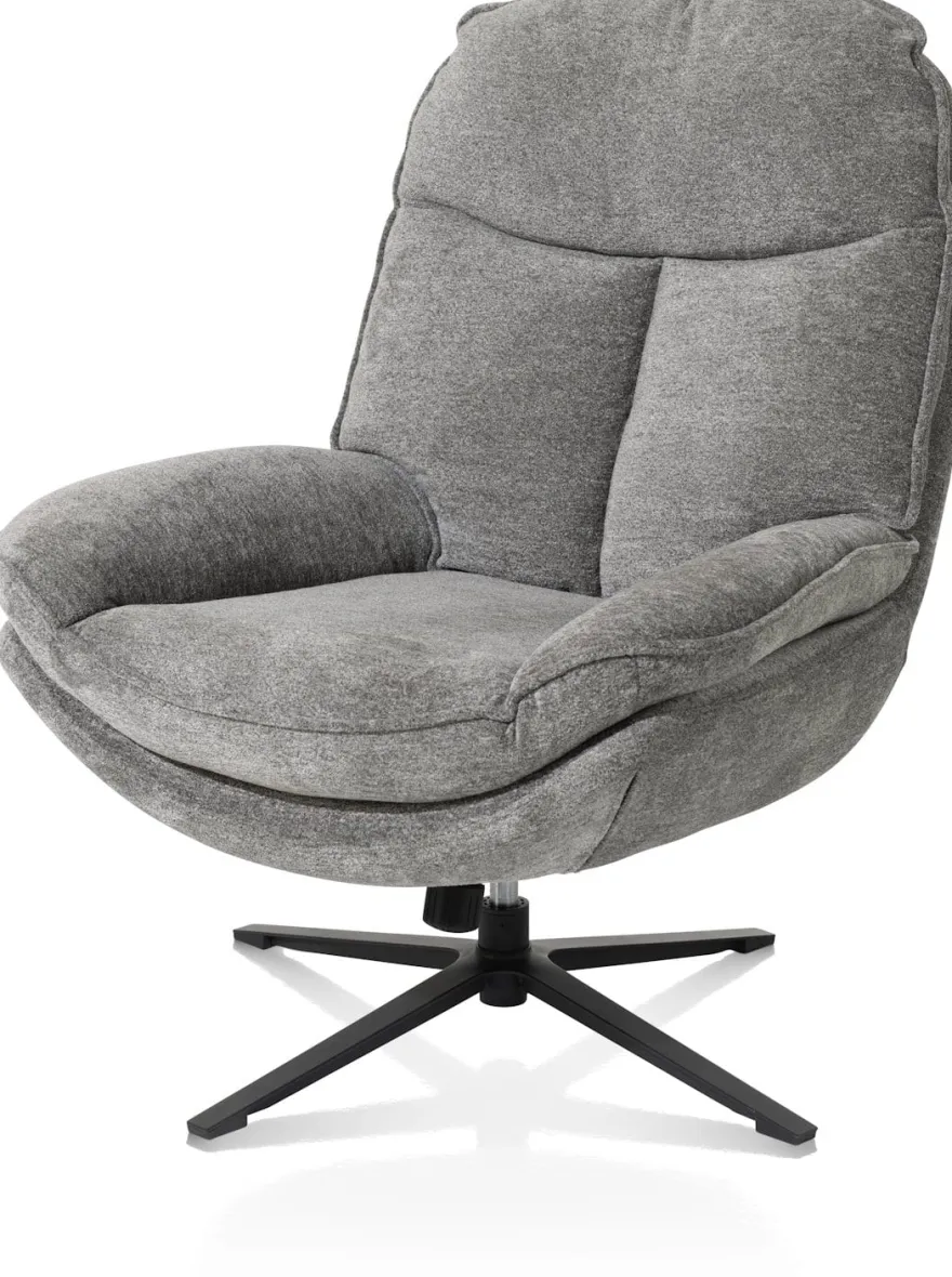 Florence, relaxfauteuil met poef - stof Enzo - grijs