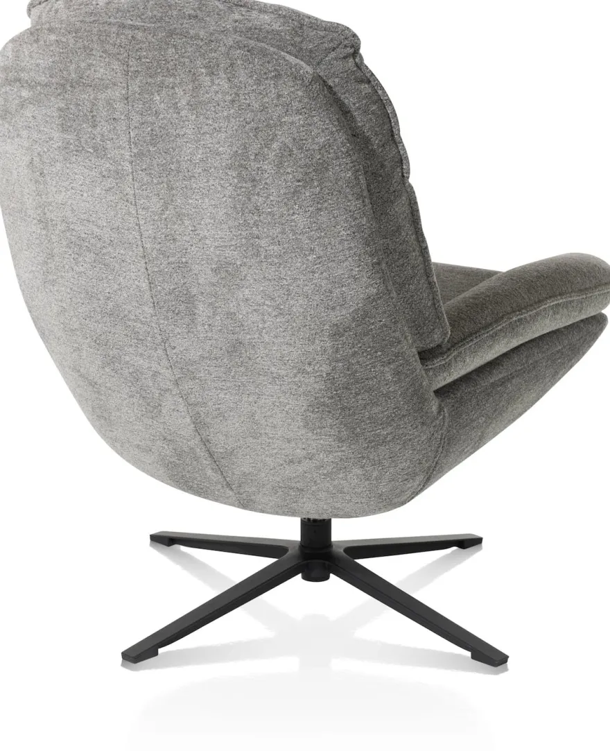 Florence, relaxfauteuil met poef - stof Enzo - grijs