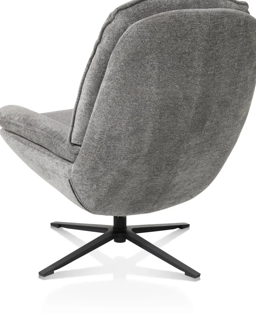 Florence, relaxfauteuil met poef - stof Enzo - grijs