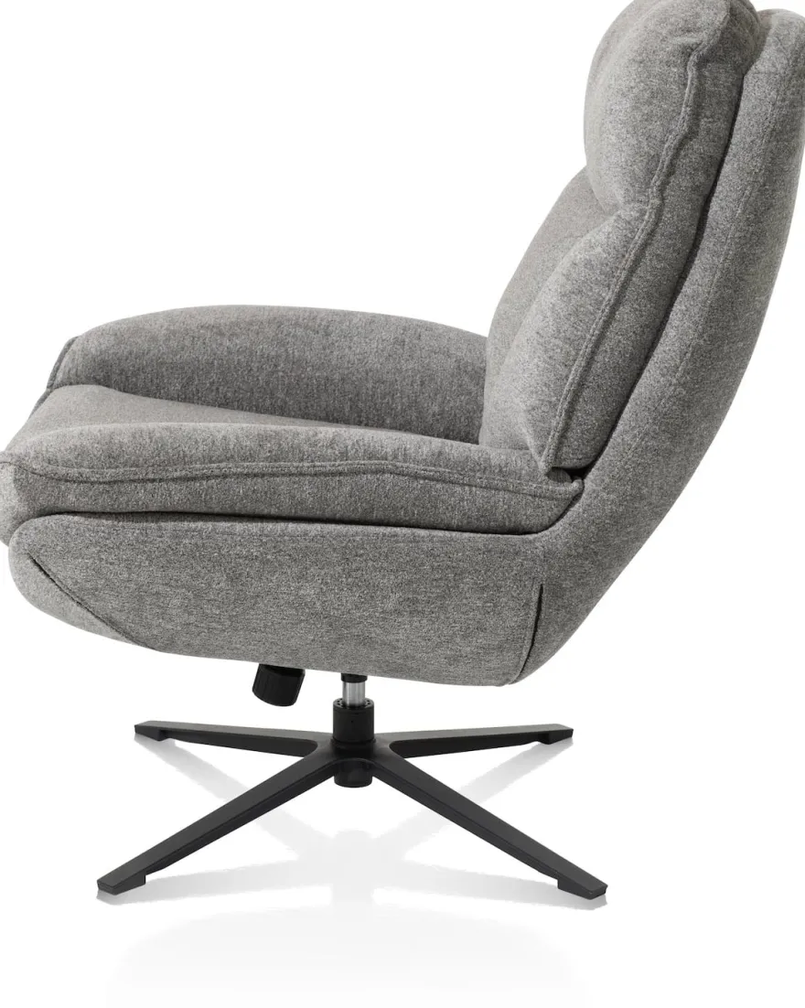 Florence, relaxfauteuil met poef - stof Enzo - grijs