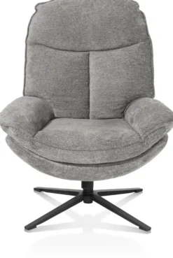 Florence, relaxfauteuil met poef - stof Enzo - grijs