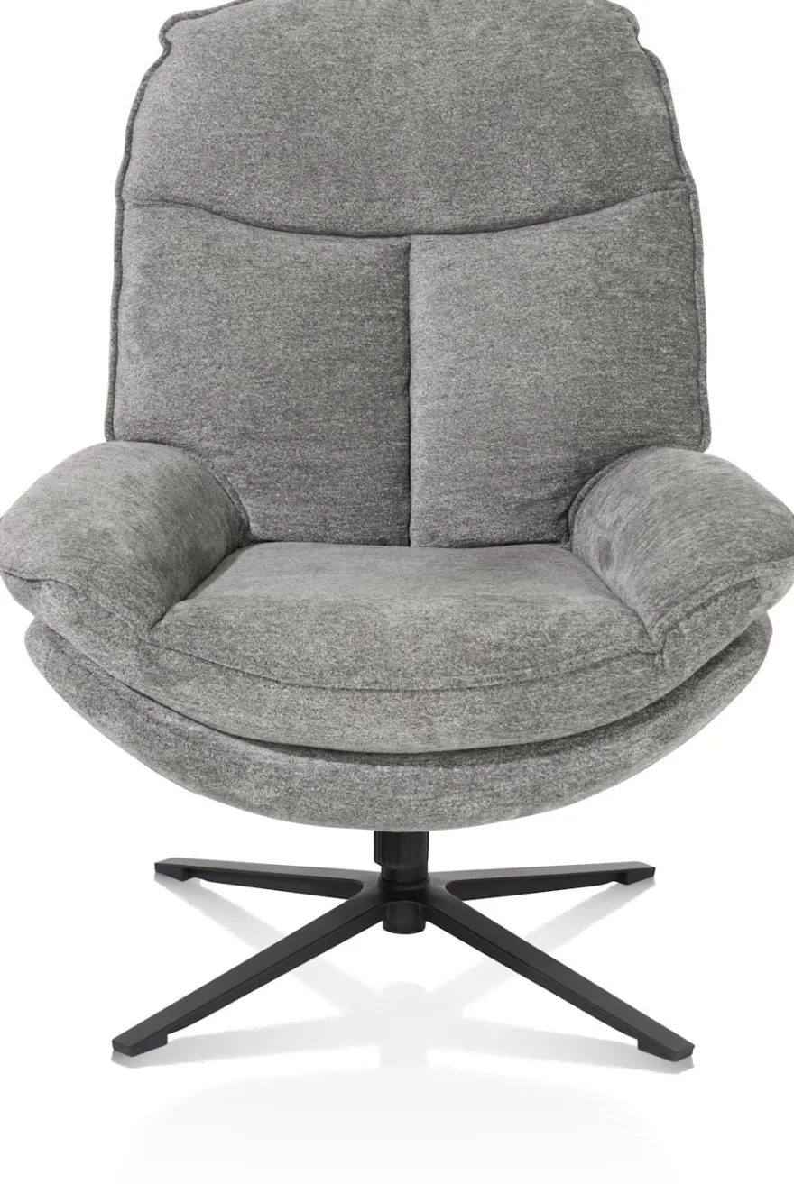 Florence, relaxfauteuil met poef - stof Enzo - grijs