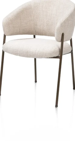 Gavin, armstoel - steelbrown frame - pocketvering - stof Luton - Creme