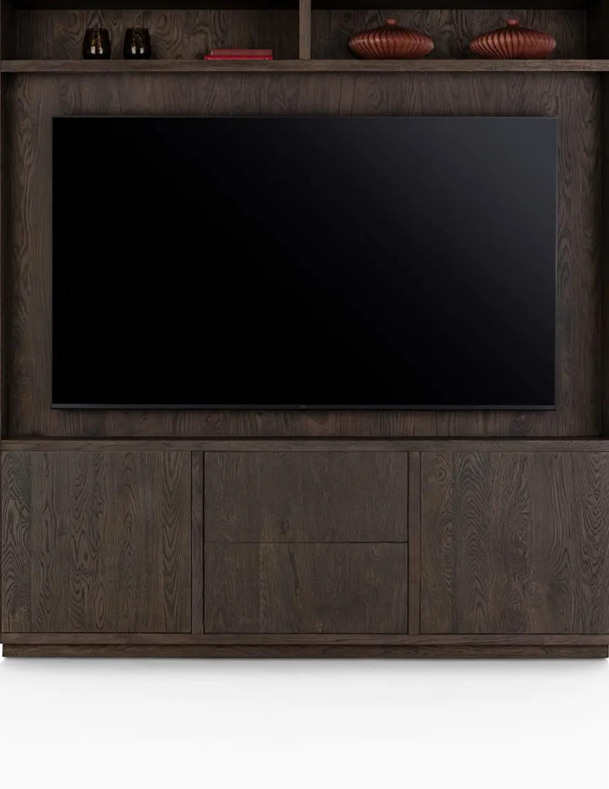 Gijon, tv-kast met opzet 200 cm - 2-deuren + 2-laden + 2-niches met plint