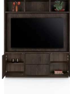 Gijon, tv-kast met opzet 180 cm - 2-deuren + 2-laden + 3-niches met plint