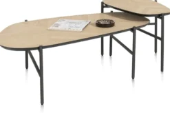 Hendrik, set van 2 salontafels 63 x 120 cm / 62 x 44 cm - fishbone - natural