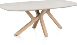 Himalaya, Eetkamertafel 210 x 120 cm. - houten poten / keramiek blad