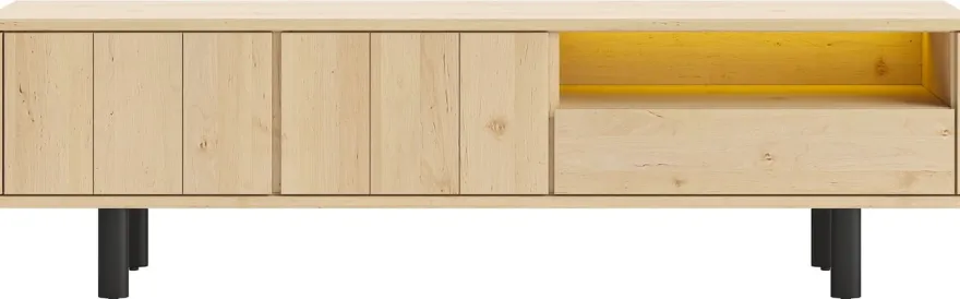Homestead, lowboard 210 cm - 2-deuren + 1-lade + 1-niche (+ LED)