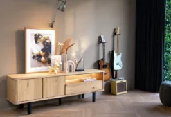 Homestead, lowboard 210 cm - 2-deuren + 1-lade + 1-niche (+ LED)