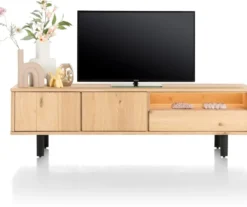 Homestead, lowboard 210 cm - 2-deuren + 1-lade + 1-niche (+ LED)