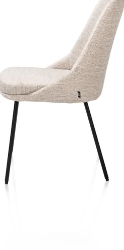 Isaac, eetkamerstoel - 4-pootjes - rough off black - stof Bellini - Creme