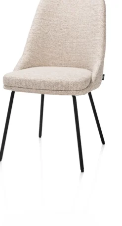 Isaac, eetkamerstoel - 4-pootjes - rough off black - stof Bellini - Creme